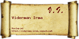 Viderman Irma névjegykártya